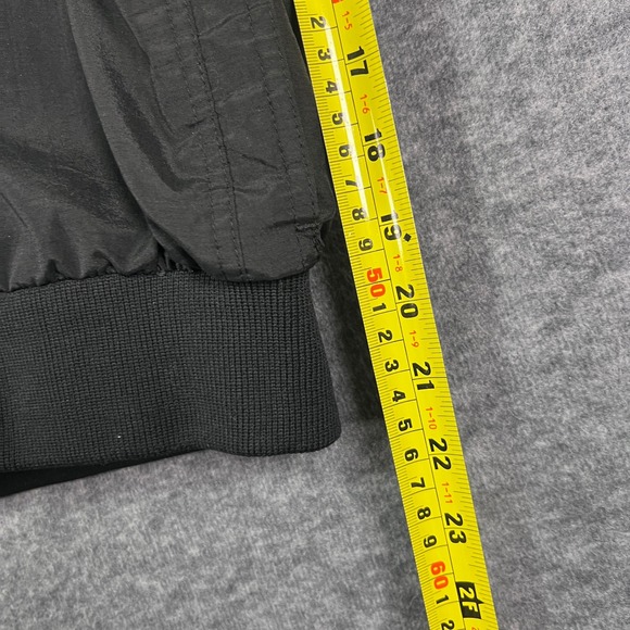 Vintage Mens Large Black Green Fleece Lined Hooded Bomber Jacket Pacific Trail - Picture 7 of 8